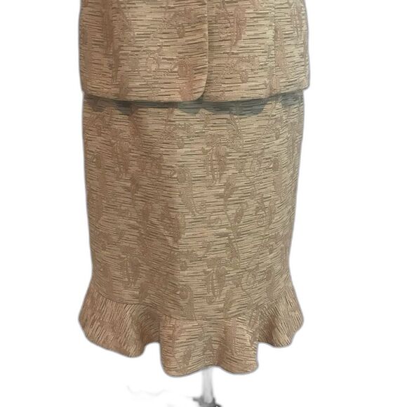 Le Suit Skirt Suit Women's Petite Size 6P Tan & Cream 2-Piece Set Skirt & Blazer - Picture 6 of 12
